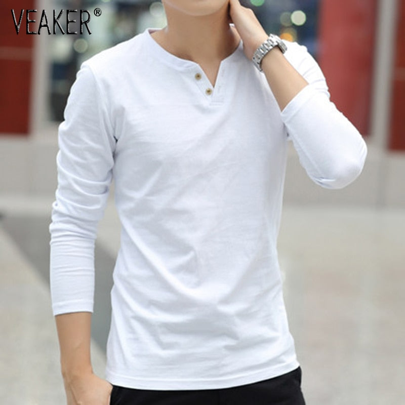 Linen t shirts Male Long Sleeve