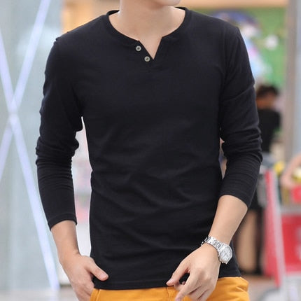 Linen t shirts Male Long Sleeve