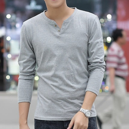 Linen t shirts Male Long Sleeve